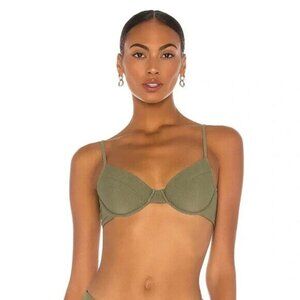 Camila Cuelho Olive Green Ribbed Harbor Bikini Top Size Medium